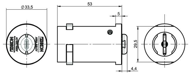 Special cylinder for key-safe tube - eCLIQ N549 technical drawing