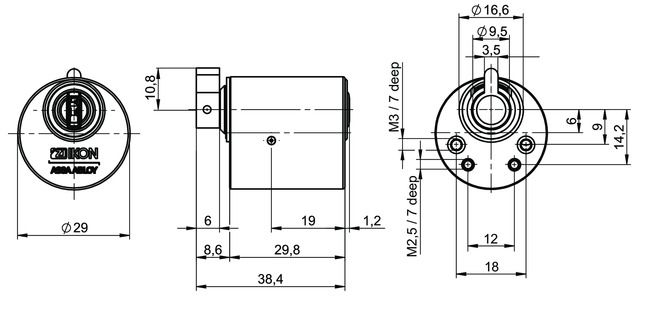 Furniture lock eCLIQ N577,AUS=4 technical drawing