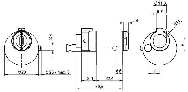 Special cylinder for key-safe tube - eCLIQ N577,AUS=5 technical drawing