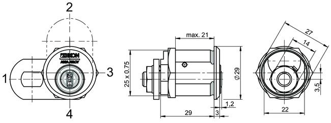 Locking lever cylinder eCLIQ N923 technical drawing