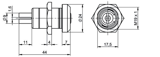 Furniture lock eCLIQ N924 technical drawing