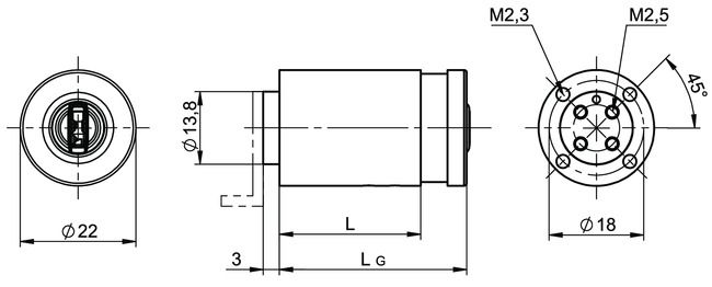 Image: Mounting cylinder eCLIQ NC08 technical drawing