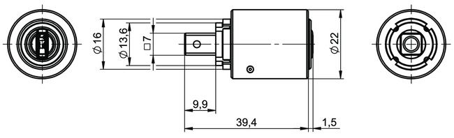 Image: Mounting cylinder eCLIQ NC45 technical drawing