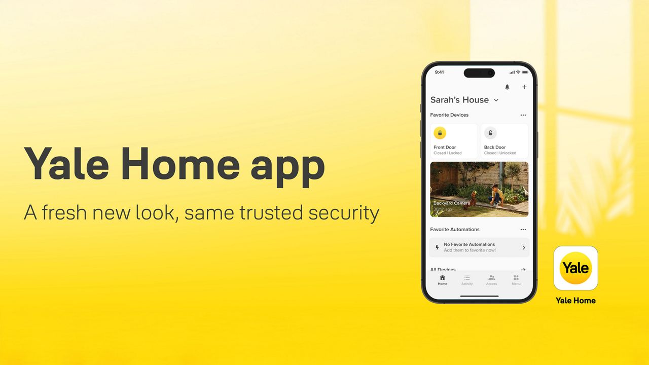 Smartphone with new Yale Home app and Yale logo