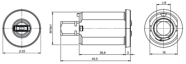 Image: Locking lever cylinder eCLIQ NT01 technical drawing