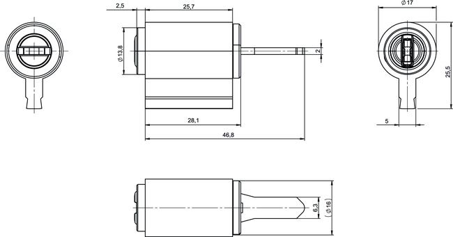 Image: KIK Cylinder eCLIQ NT08 technical drawing