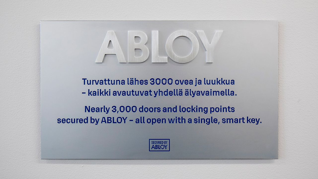 ABLOY plaque on a wall