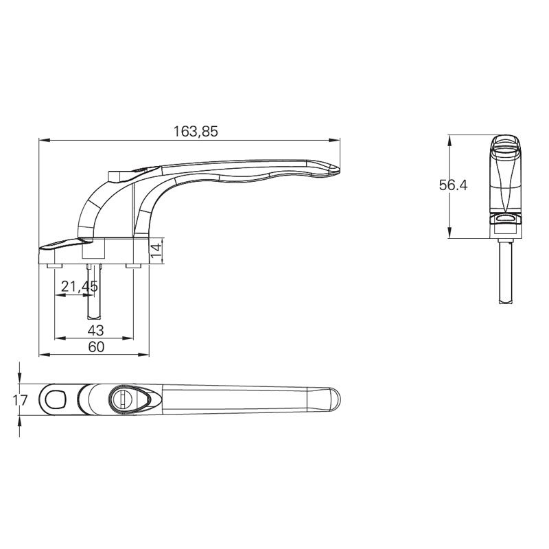 Image: Outward Casement Handle With Key-11600A Picture 2