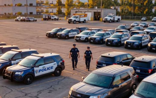 cops walking in parking lot