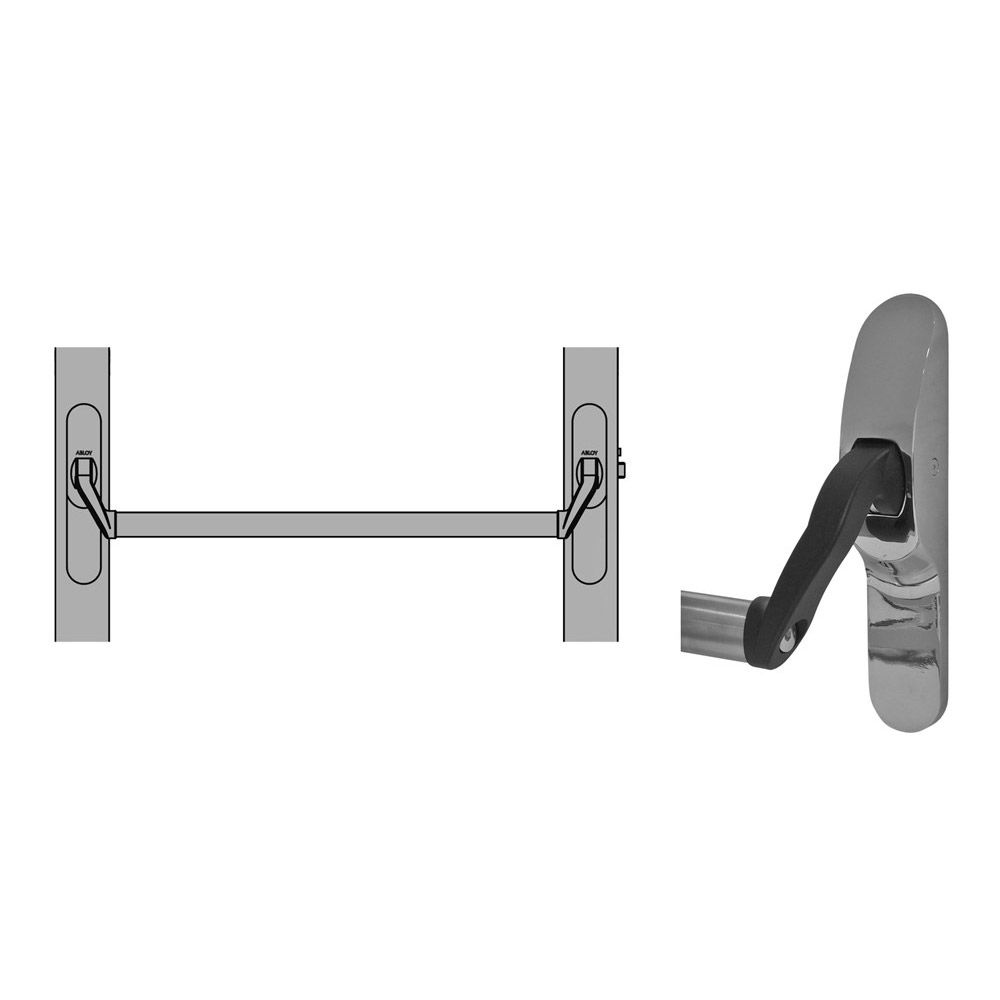 Image: PBE011 panic exit device with polished chrome finish