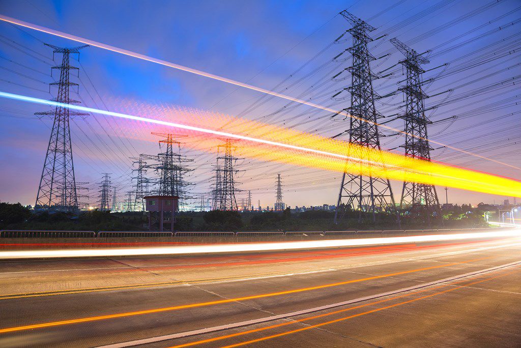 Power grid in the evening