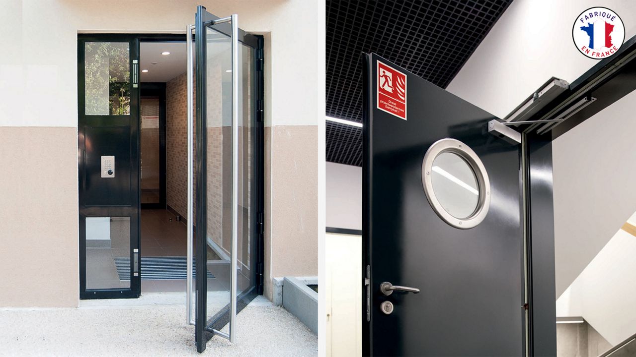 Porte métallique technique et porte de hall Point Fort Fichet