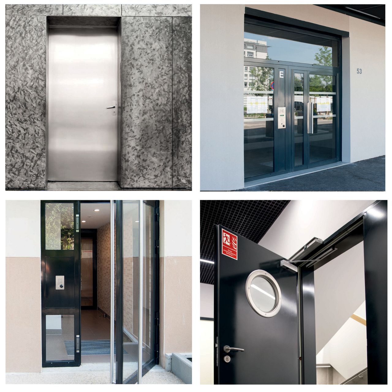Porte métallique technique et porte de hall