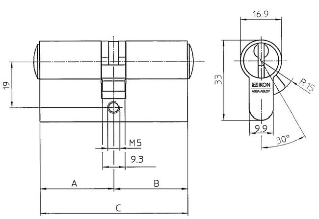 Image: Profile-double cylinder +CLIQ .531+CLIQ technical drawing