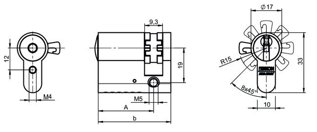 Image: Profile-half cylinder +CLIQ .532+CLIQ technical drawing