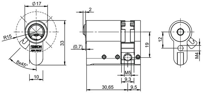 Profile-half cylinder VERSO®CLIQ V532 technical drawing