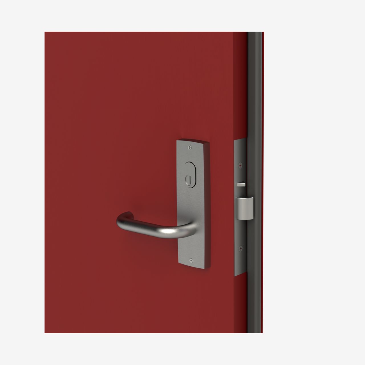Image: rebate edge door interior view lock detail