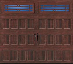 recessed glazed mahogany steel single garage door c 21 01