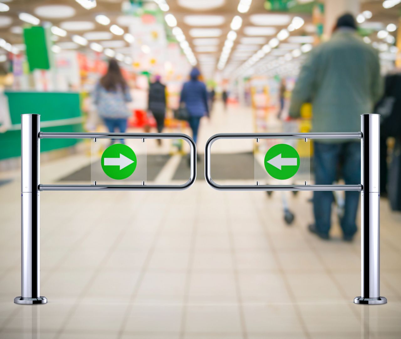 Otočná branka v supermarketu
