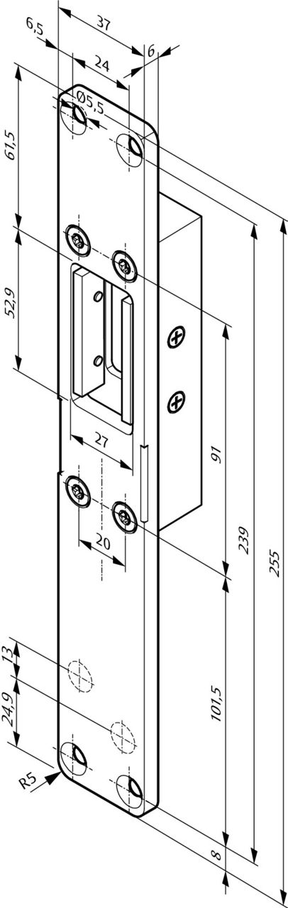 Replacement striking plate L4 (adjustable)