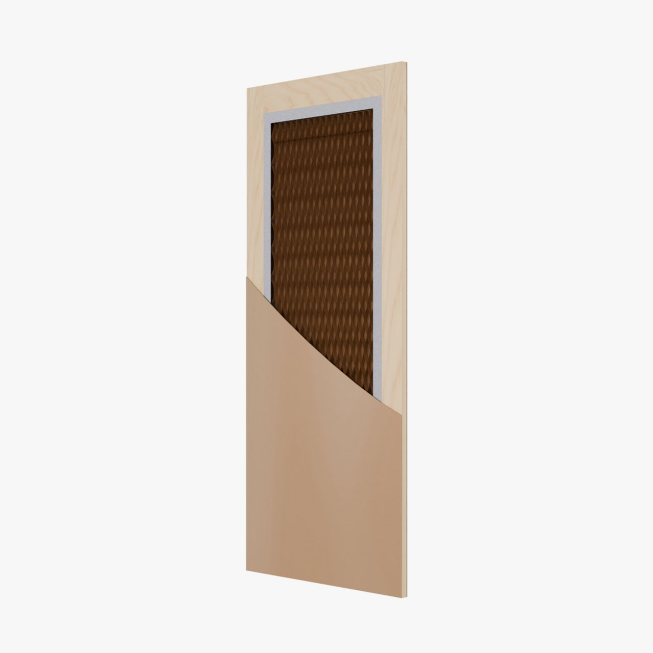 Tall semi-solid door with internal metal frame