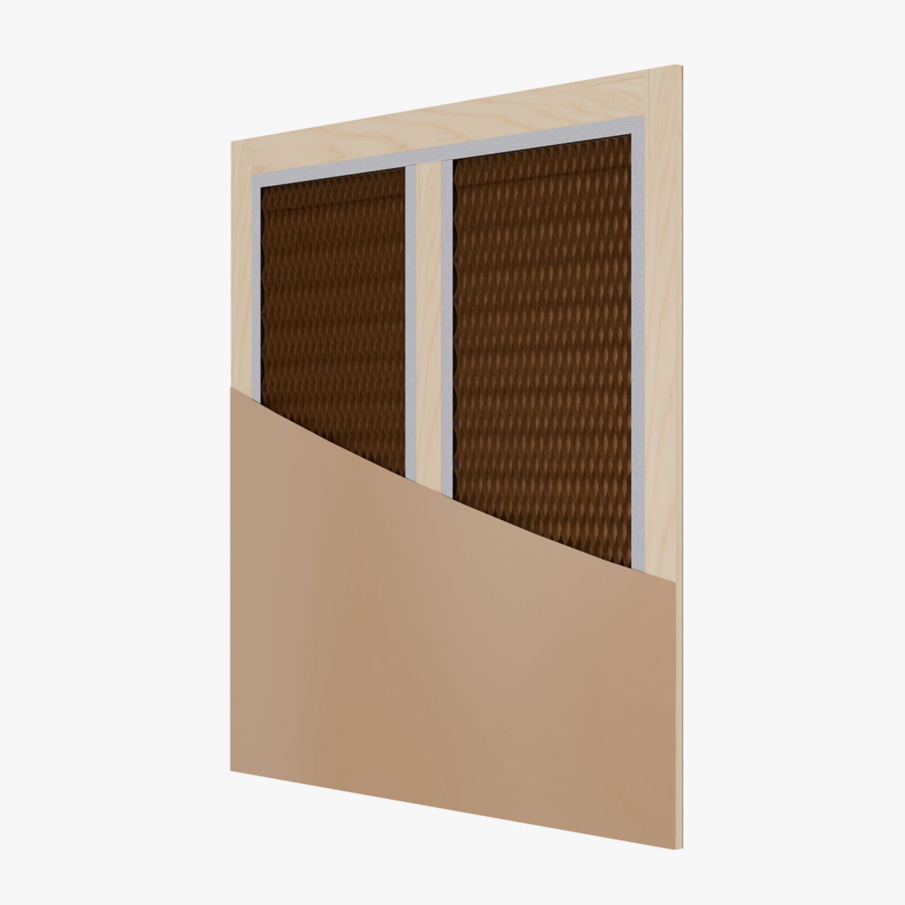 Wide semi-solid door with internal metal frame