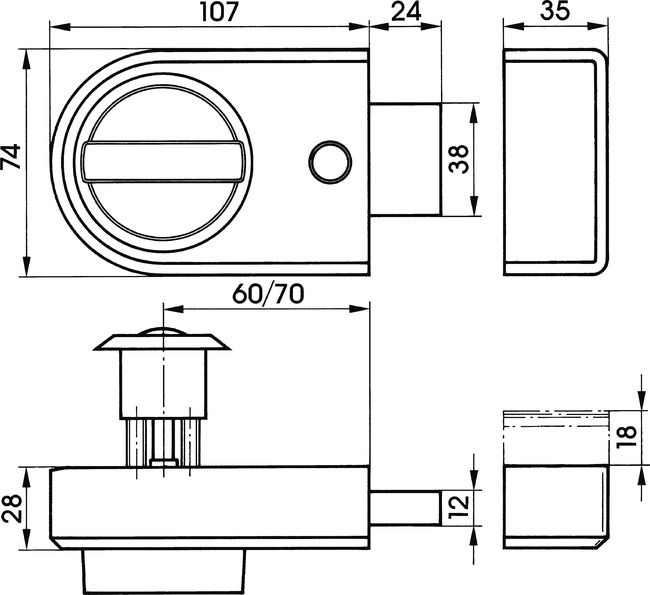 Image: Rim locks VERSO®CLIQ V131 technical drawing