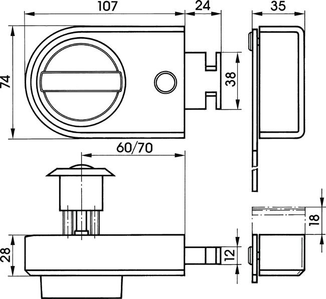 Rim locks VERSO®CLIQ V132 technical drawing