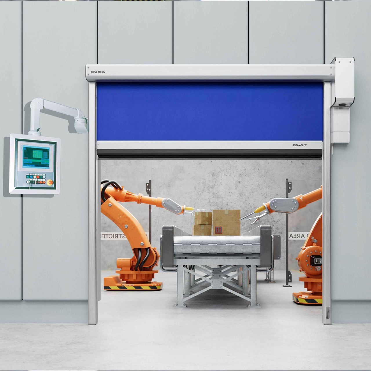 ASSA ABLOY Machine Protection High Speed Doors in welding bay application