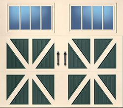 santiago glazed almond hunter green steel single garage door C10 01