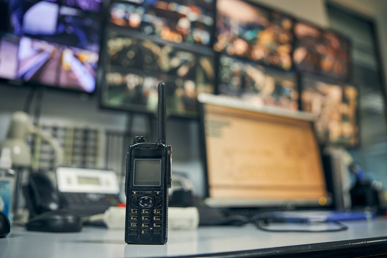 Two-way radio in central security office