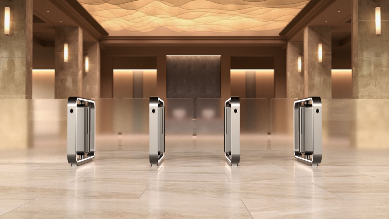 4 toegangspoortjes van ASSA ABLOY in een kantoor omgeving