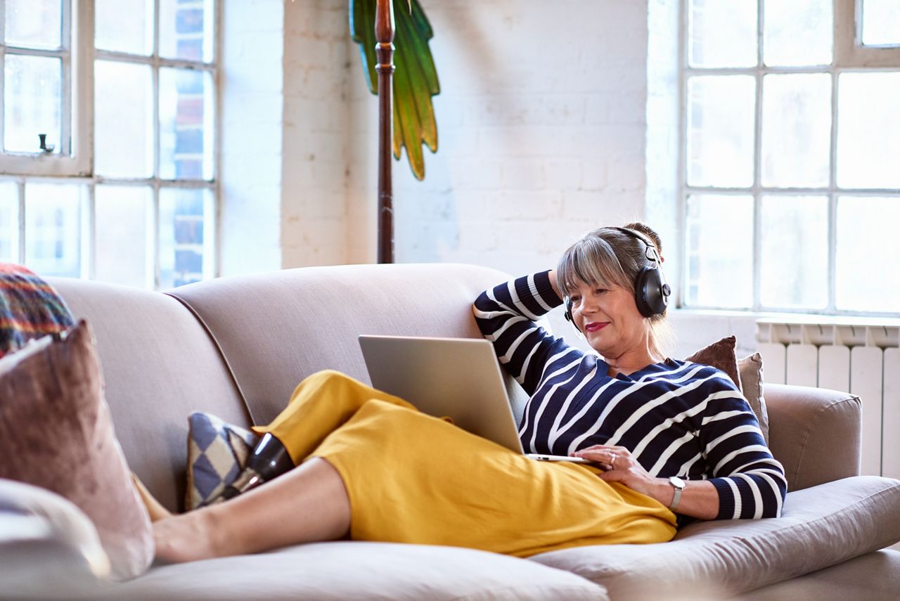Older lady relaxing on the sofa