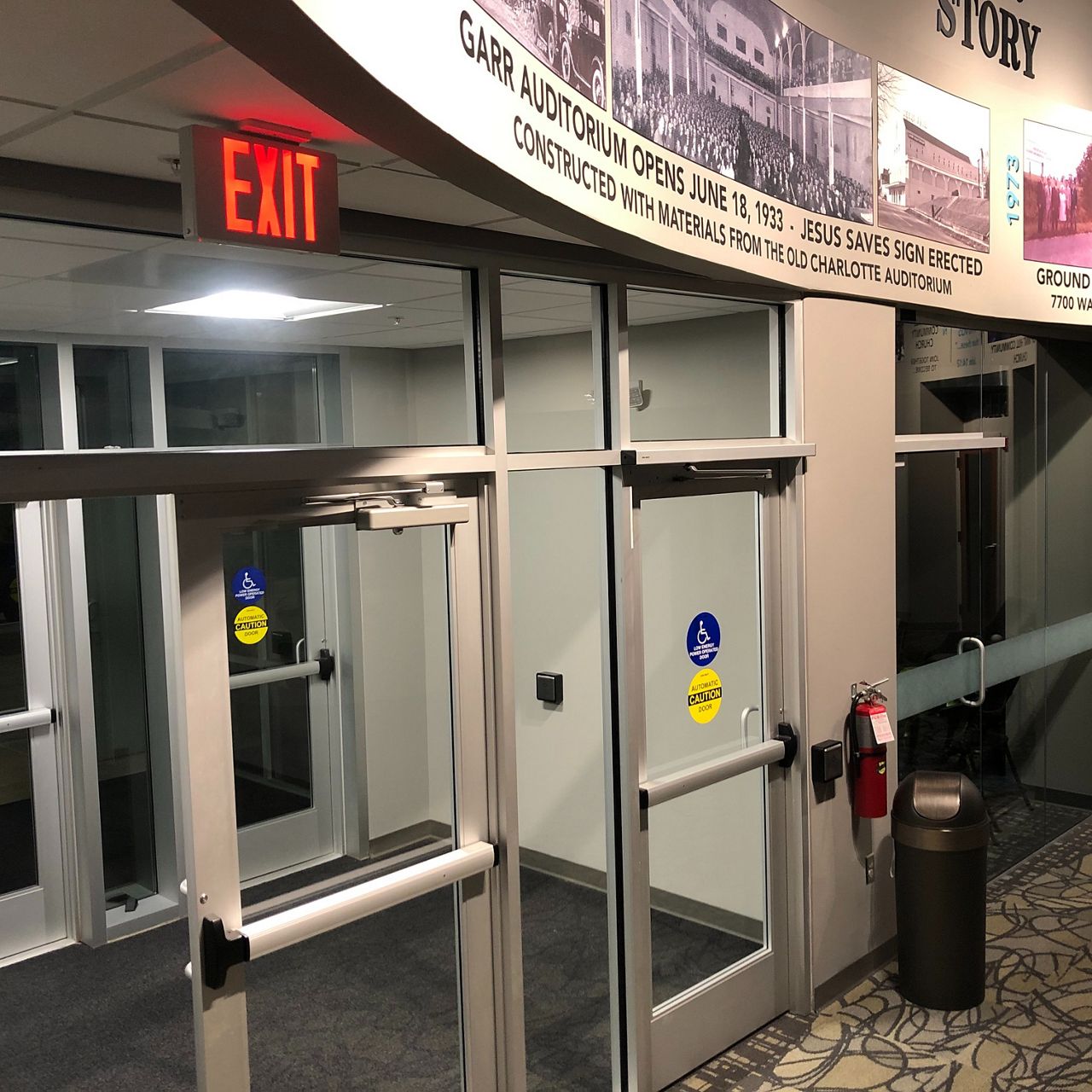swingdoor operator at entrance in church