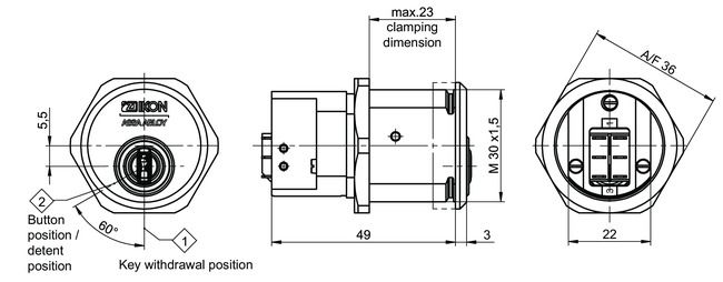 Switch cylinder CLIQ® Go N512,SERVICE=CLIQGo technical drawing