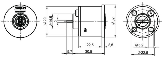 Switch cylinder CLIQ® Go NC19,SERVICE=CLIQGo technical drawing