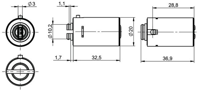 Switch cylinder CLIQ® Go NC52,SERVICE=CLIQGo technical drawing