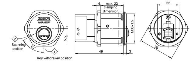 Switch cylinder VERSO®CLIQ V512 technical drawing