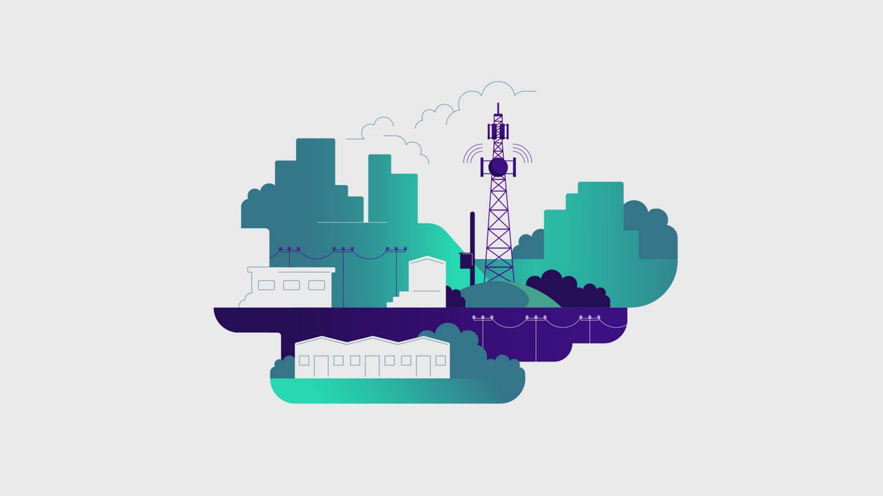 Ilustracja przedstawiająca telekomunikację.