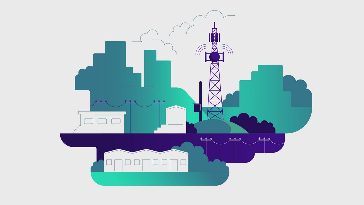 An illustration of a telecom network.