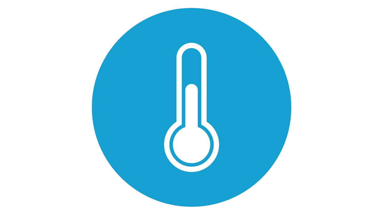 temperature gauge in a blue circle