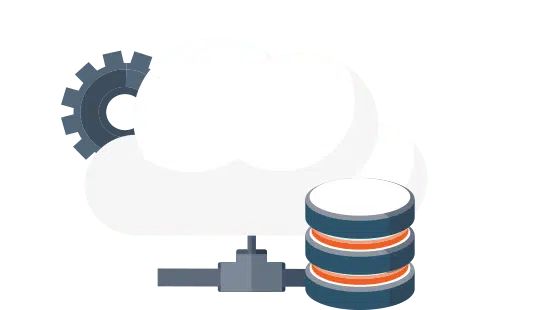 Abbildung eines Zahnrads, Cloud-Ad-Datenmodul.