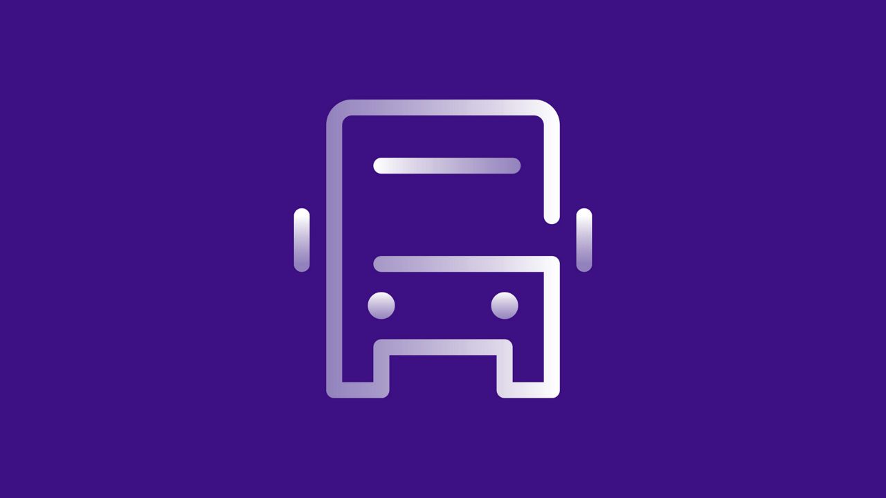 An illustration of a truck on purple background.