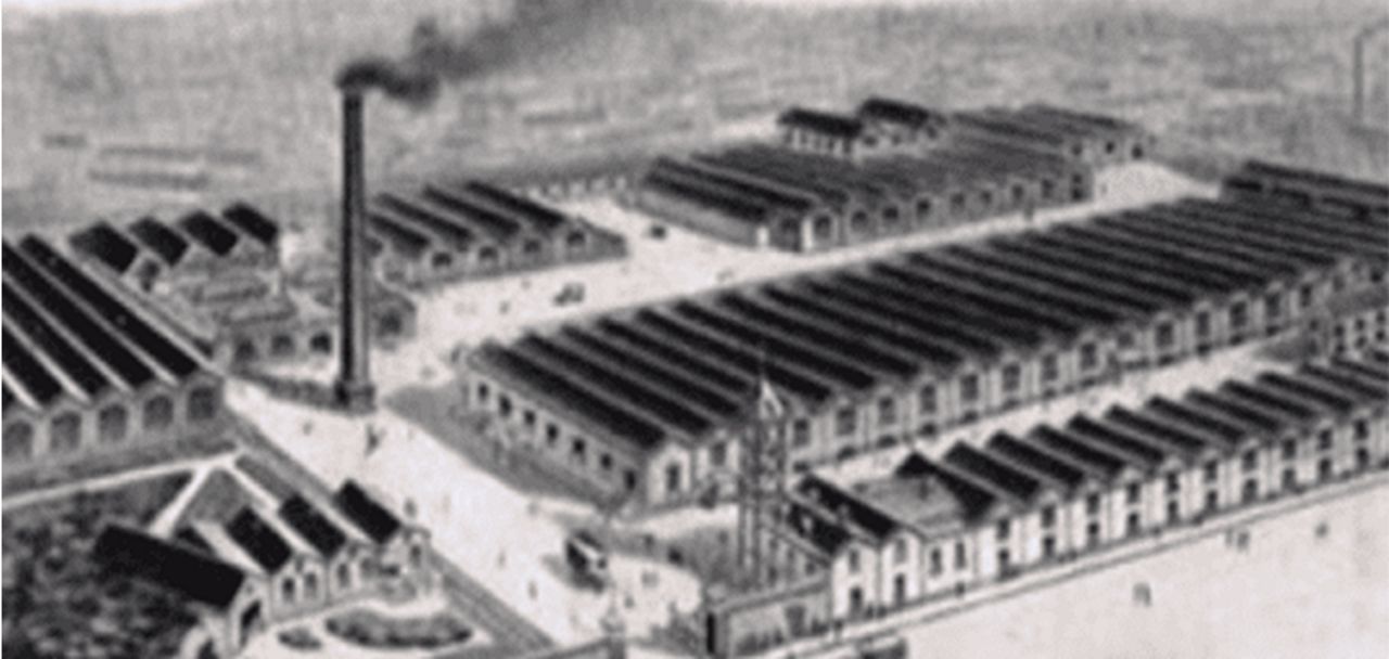 Vue de haut de l'usine Vachette de Sainte Savine en 1912