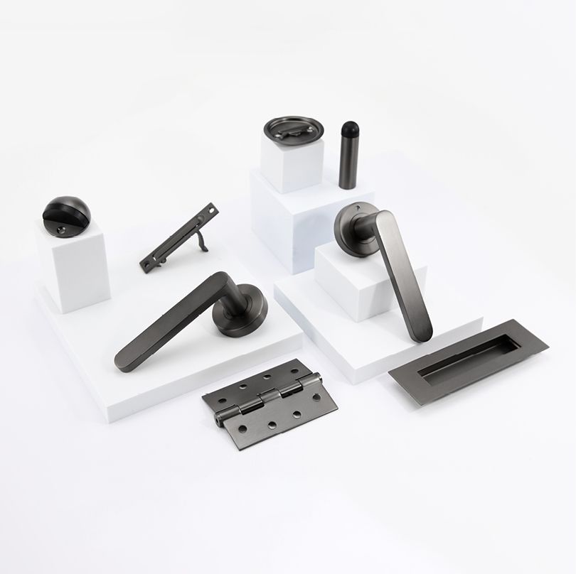 satin gun metal door handles