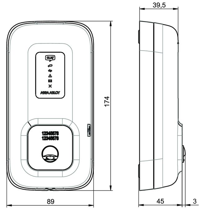 Wall programming device VERSO®CLIQ-Remote VR01 technical drawing