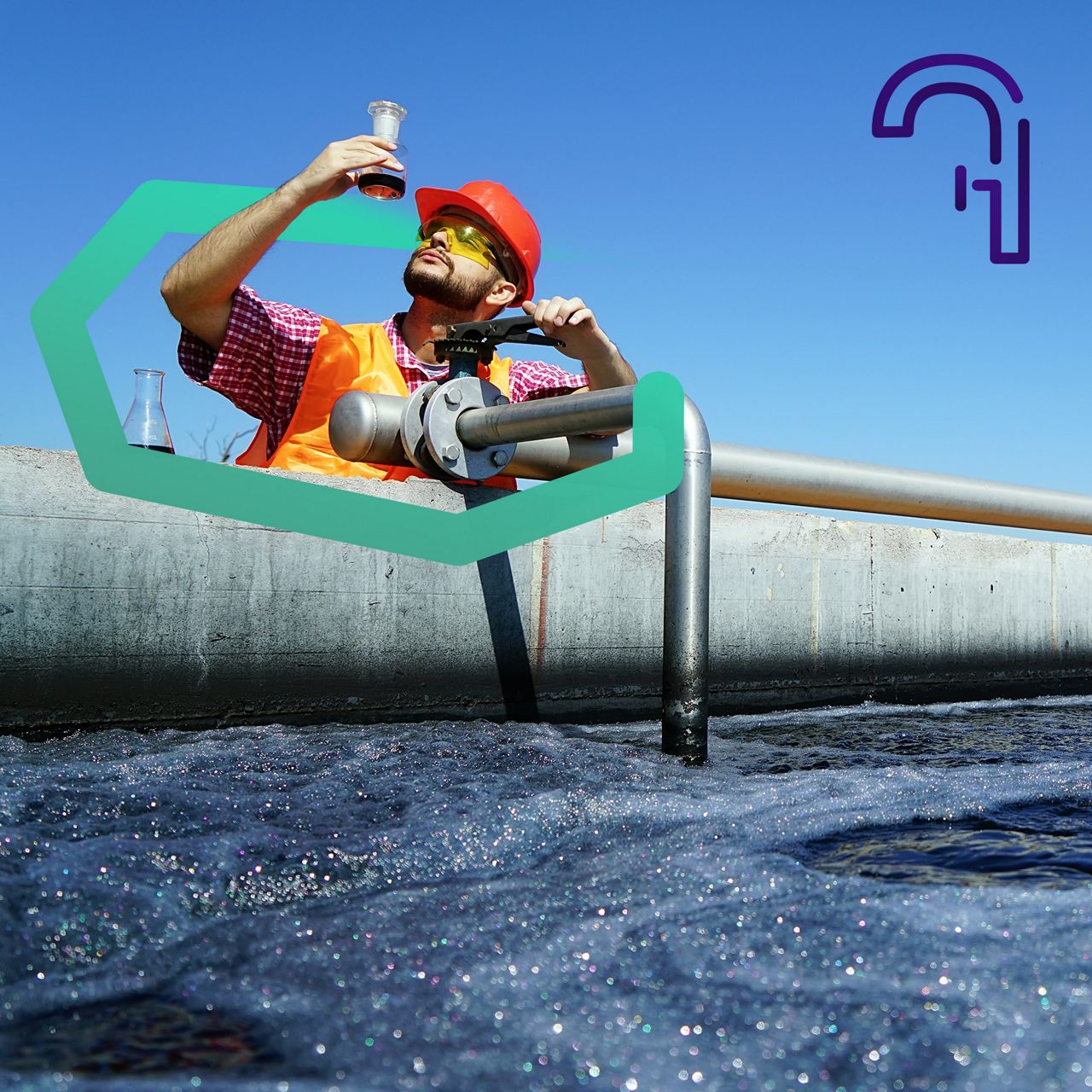Agent d’une station d’eau prélevant un échantillon