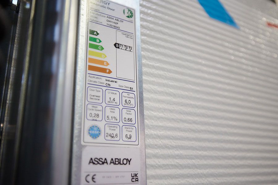 Energielabel van de overheaddeur die de meeste energie bespaart