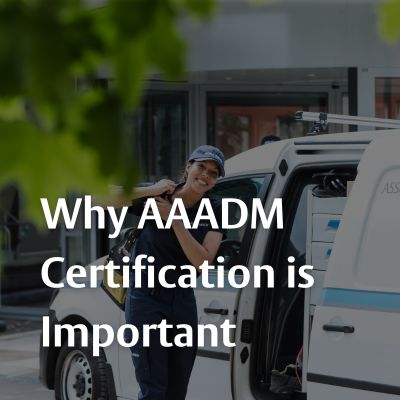 An AAADM certified service technician fixes commercian automatic sliding doors