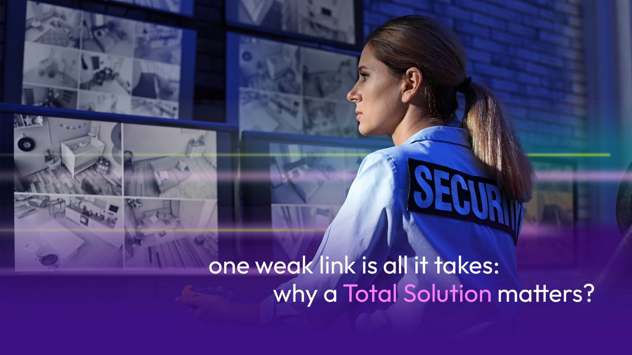 Security officer checking camera 